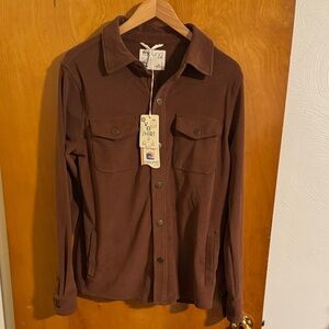 Fleece Shirt Jacket Mens Small Brown Laguna